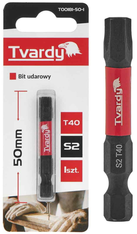Bit úderový 1/4" T40 x 50mm, S2, TVARDY 1
