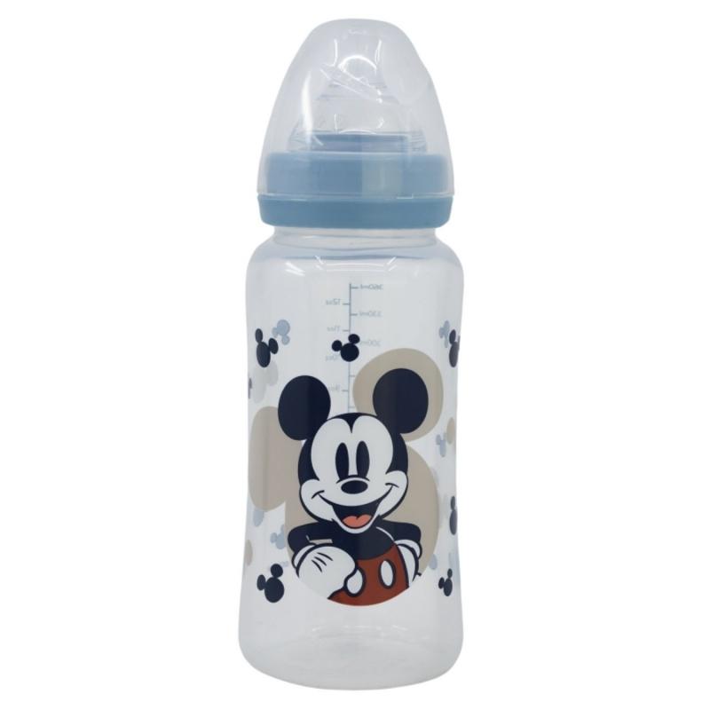 STOR Dojčenská antikoliková fľaša Mickey Mouse Baby Blue, 360ml, 10403