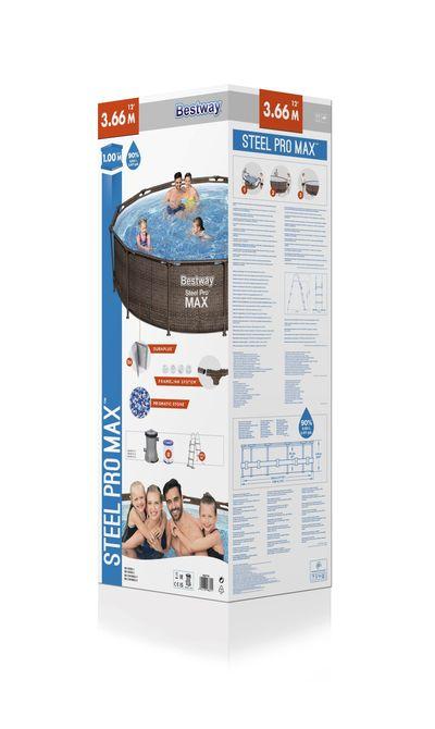 Bazén Bestway® Steel Pro MAX, 56709, vzor ratan, kartušová filtrácia, rebrík, 366x100 cm