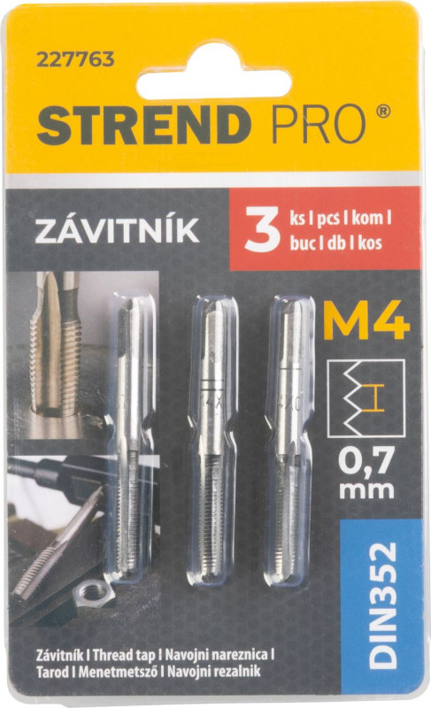 Závitník Strend Pro, M4, 0,7 mm, DIN352, bal. 3 ks 1