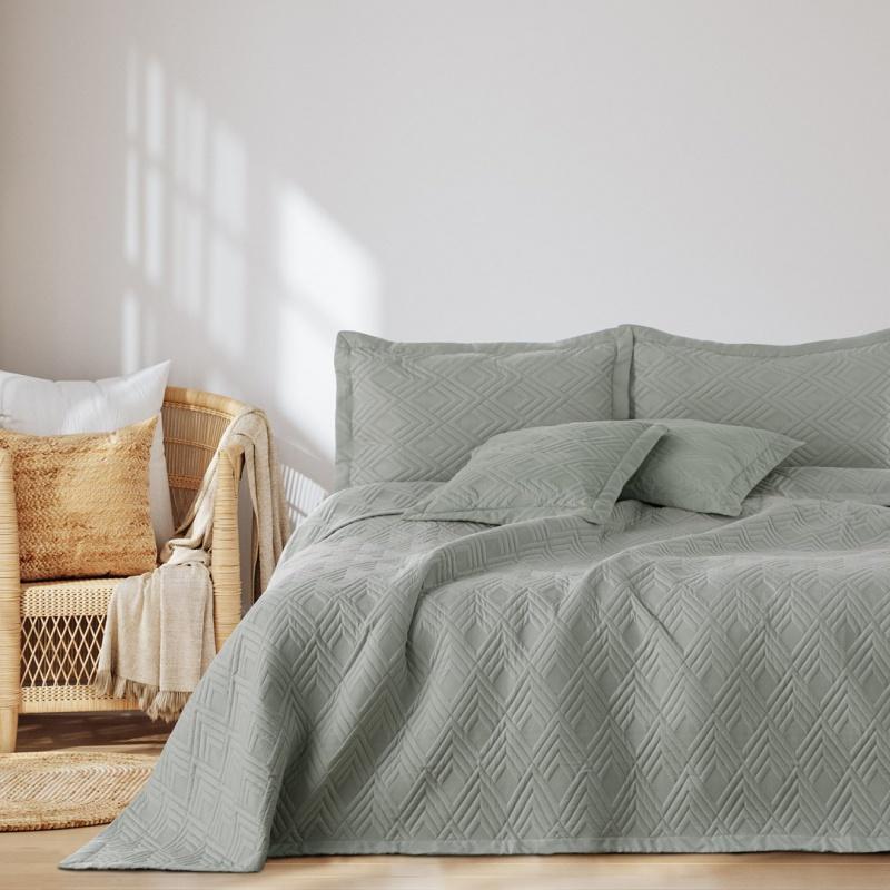 AmeliaHome, Obojstranný pléd /prehoz na posteľ Ophelia, 170x270 cm, oceľová sivá