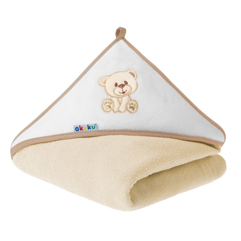 Detská osuška 100x100 Akuku bežová s medvedíkom 1