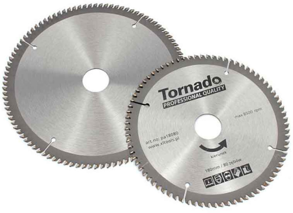 Pílový kotúč s SK plátkami 180 x 2,5 x 30, 80 zubov na rezanie hliníka, TORNADO 4