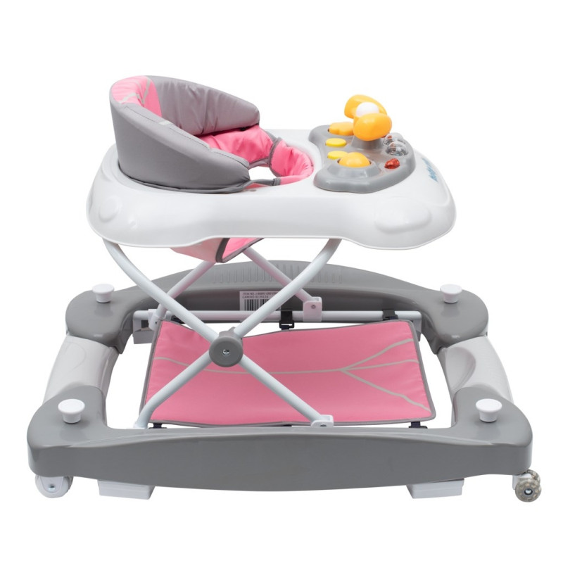 Detské chodítko s hojdačkou a sikónovými kolieskami Baby Mix ružové 2