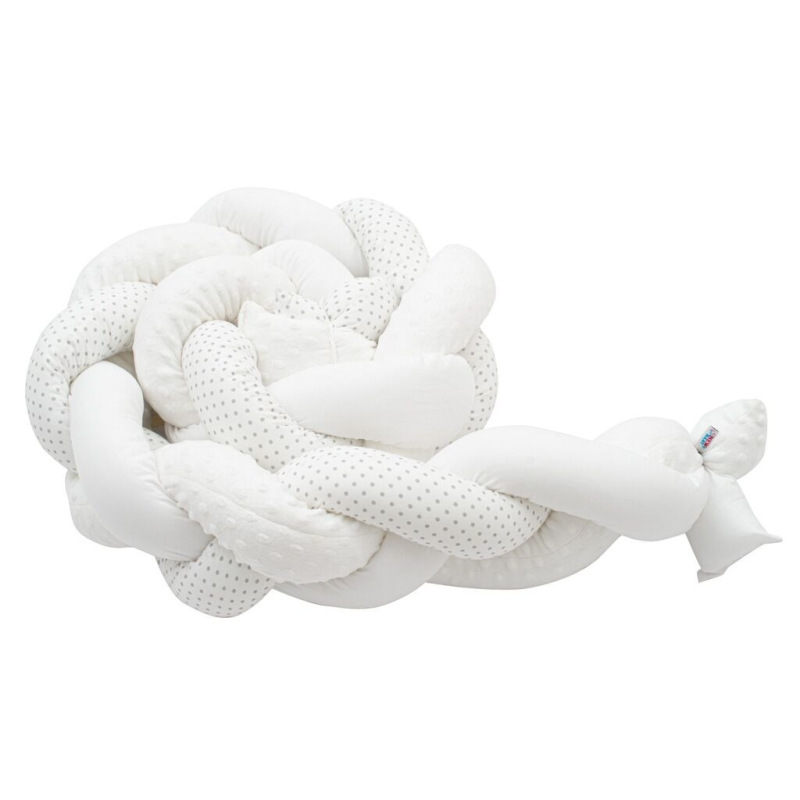 Ochranný mantinel do postieľky vrkoč New Baby Minka a Bodky sivý 3