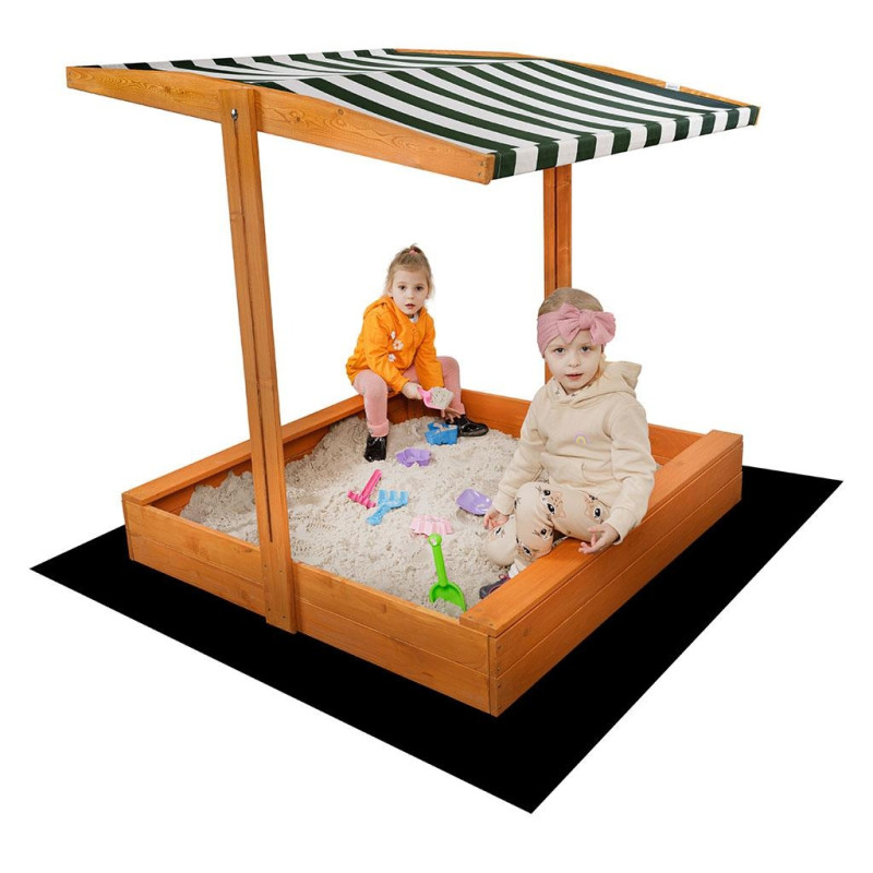 Strieška pre detské drevené pieskovisko Baby Mix 120x120 cm zeleno-biela 3