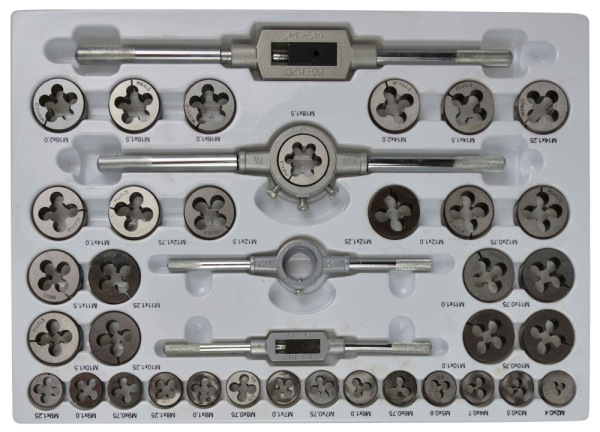 Sada závitníkov a závitových očiek 110- dielna v kazete M2-M18, GEKO 1