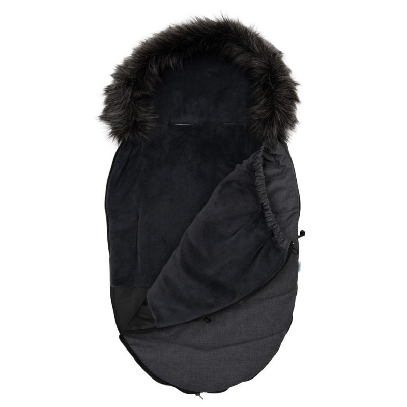 Detsky fusak NEW BABY s kožušinou tmavo sivý 1