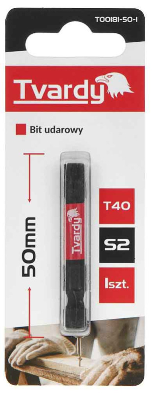 Bit úderový 1/4" T40 x 50mm, S2, TVARDY 2