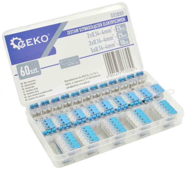 Sada elektrických rýchlospojok 60 dielna, 0,2-4 mm2, GEKO 1