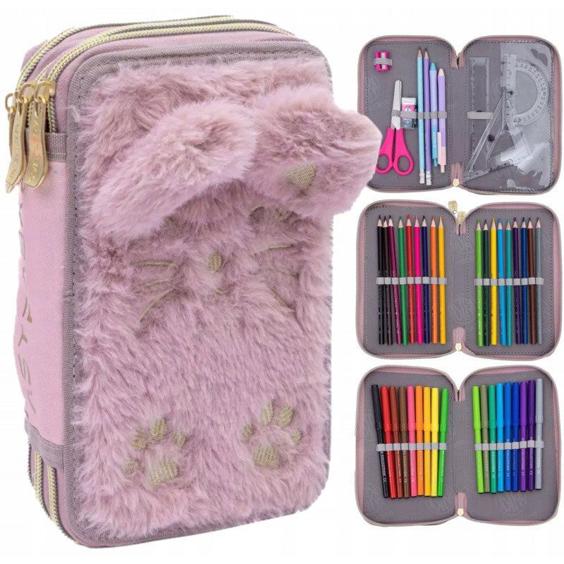 Trojposchodový peračník s náplňou AstraBAG FLUFFY KITTY, AC31, 503024081