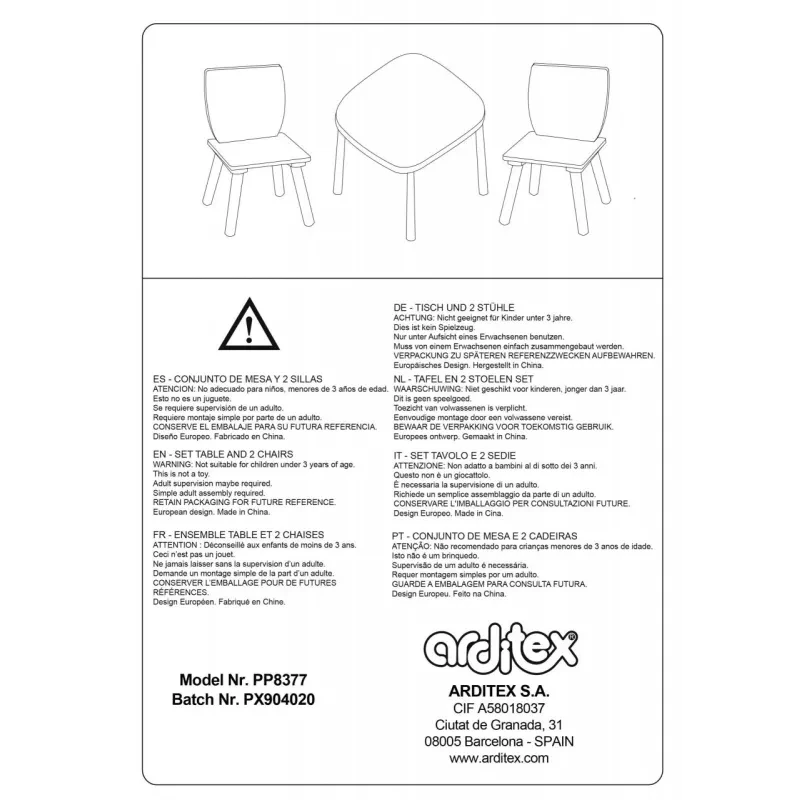Detský drevený stolík + 2 stoličky Arditex Kids, AR16732 9