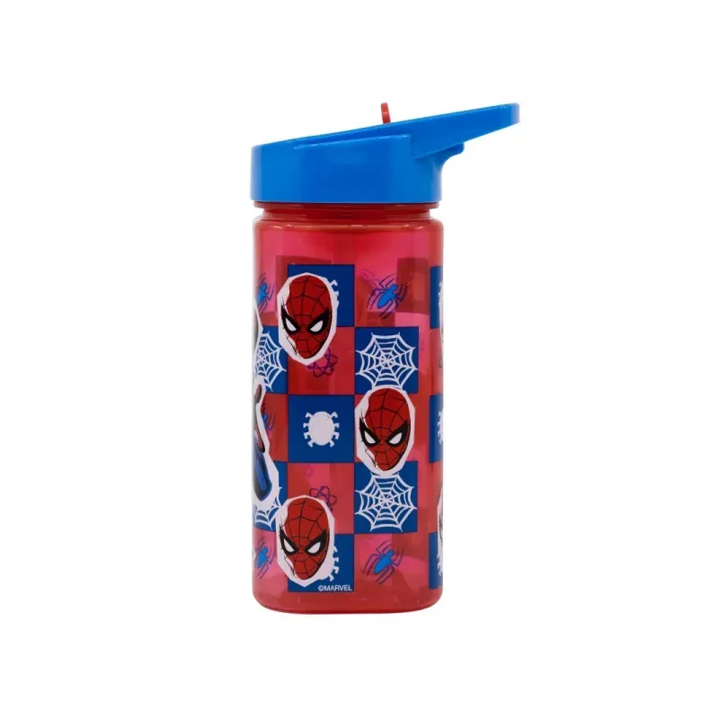 Plastová hranatá fľaša s výsuvnou slamkou SPIDERMAN, Tritan 530ml, 74714