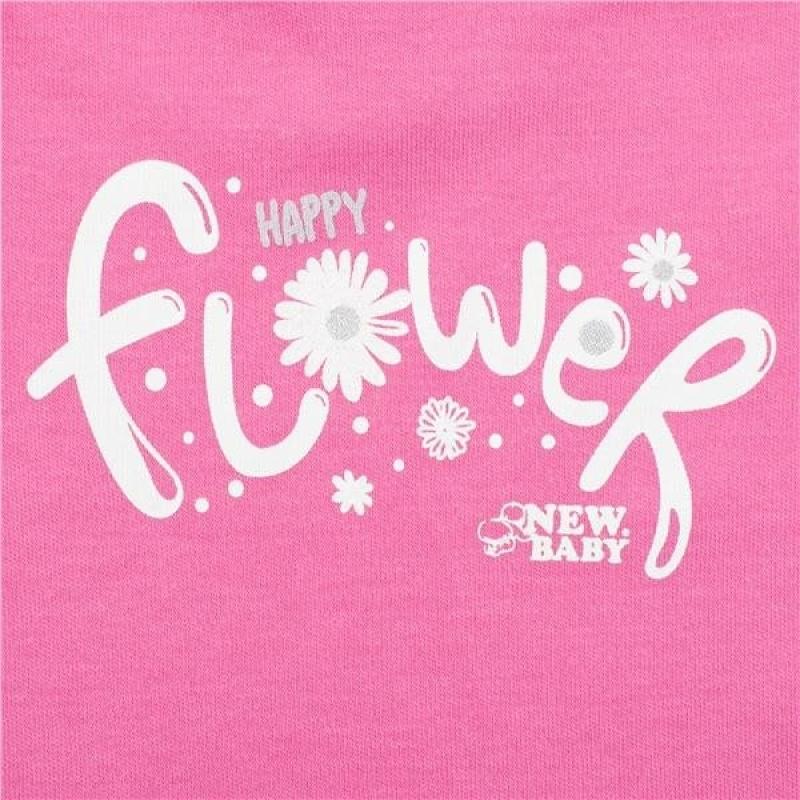 2-dielna dojčenská bavlnená súprava New Baby Happy Flower tmavo ružová 68 (4-6m)
