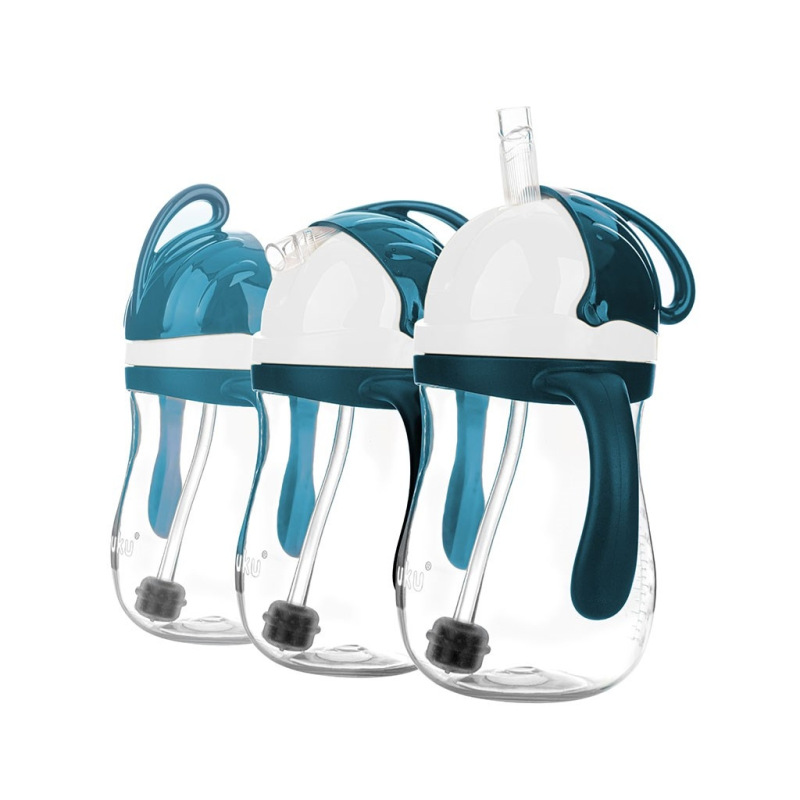 Kúzelná fľaška so slamkou a závažím Akuku 280 ml biela 2