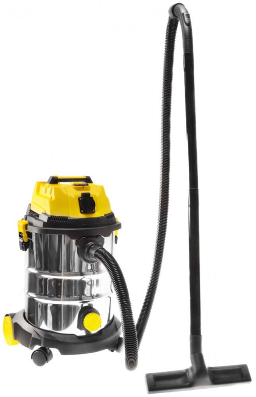 Vysávač priemyselný na sucho a na mokro 25l, so zásuvkou, s oklepom, 1800W, GEKO 12