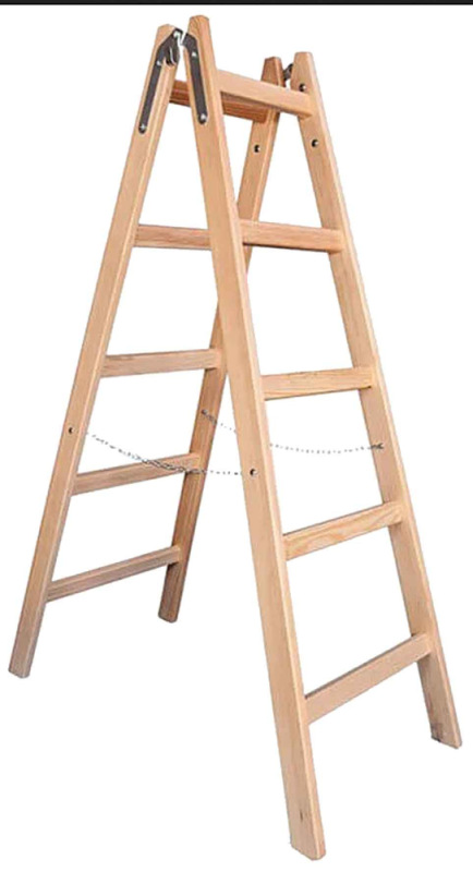 Rebrík drevený dvojdielny s háčikom 3 - priečkový, 98 cm, VASKO