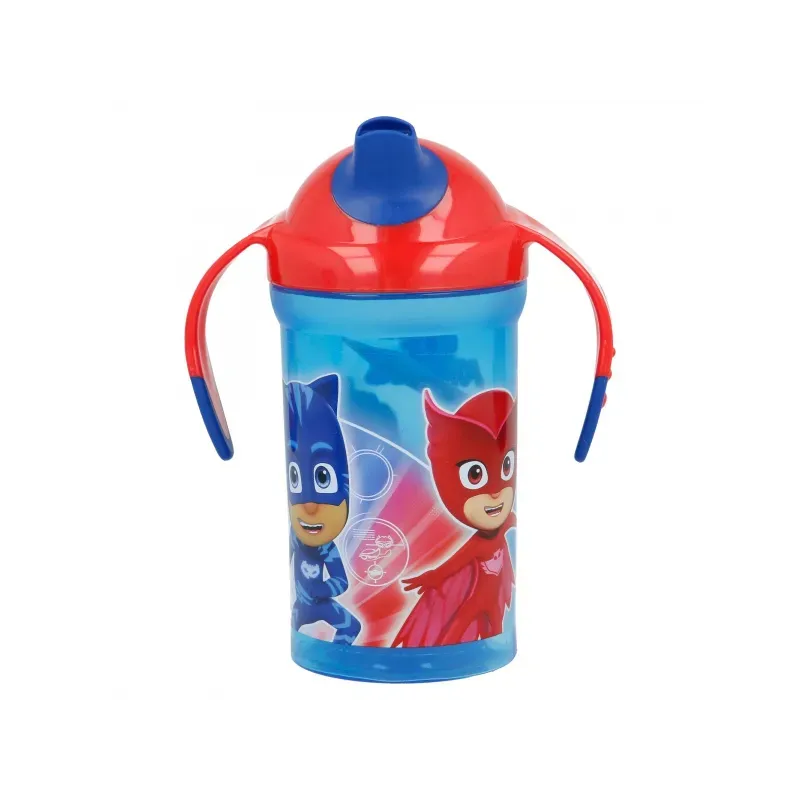 STOR Tréningový hrnček so silikónovým náustkom a svetielkom, PJ MASKS, 300ml, 30140