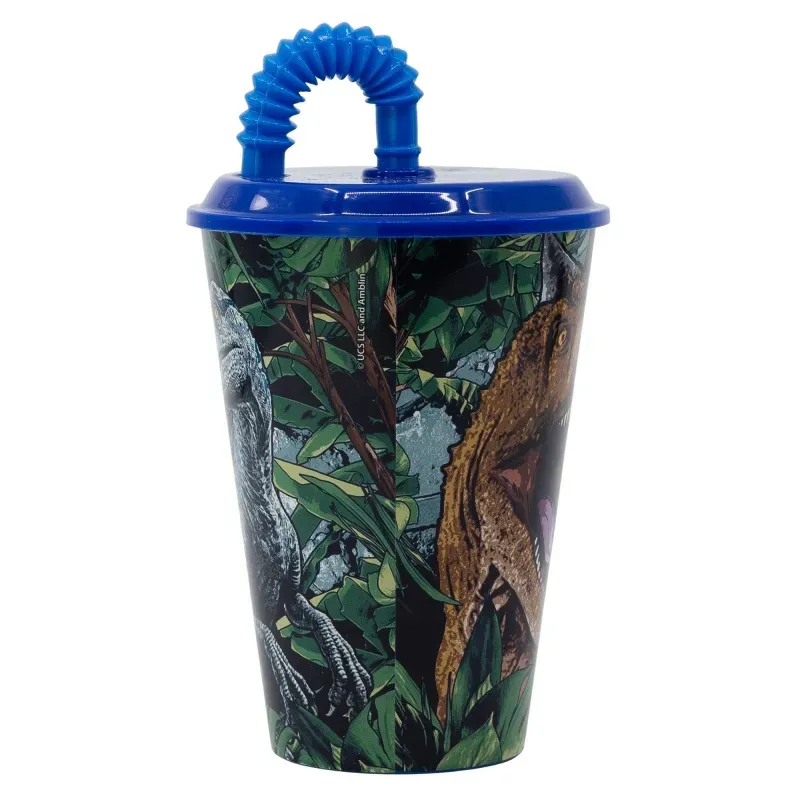 STOR Plastový pohár s vrchnákom a slamkou JURASSIC WORLD Dinosaur, 430ml, 14630