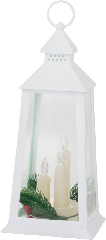 Lampáš MagicHome Vianoce, plast, biely, 3xLED žltá, 14x14x35 cm, 3xAAA 1