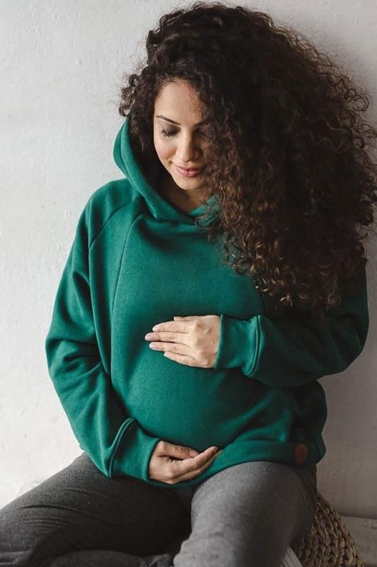 Tehotenská a dojčiaca mikina Motherhood oversize milk & love zelená M