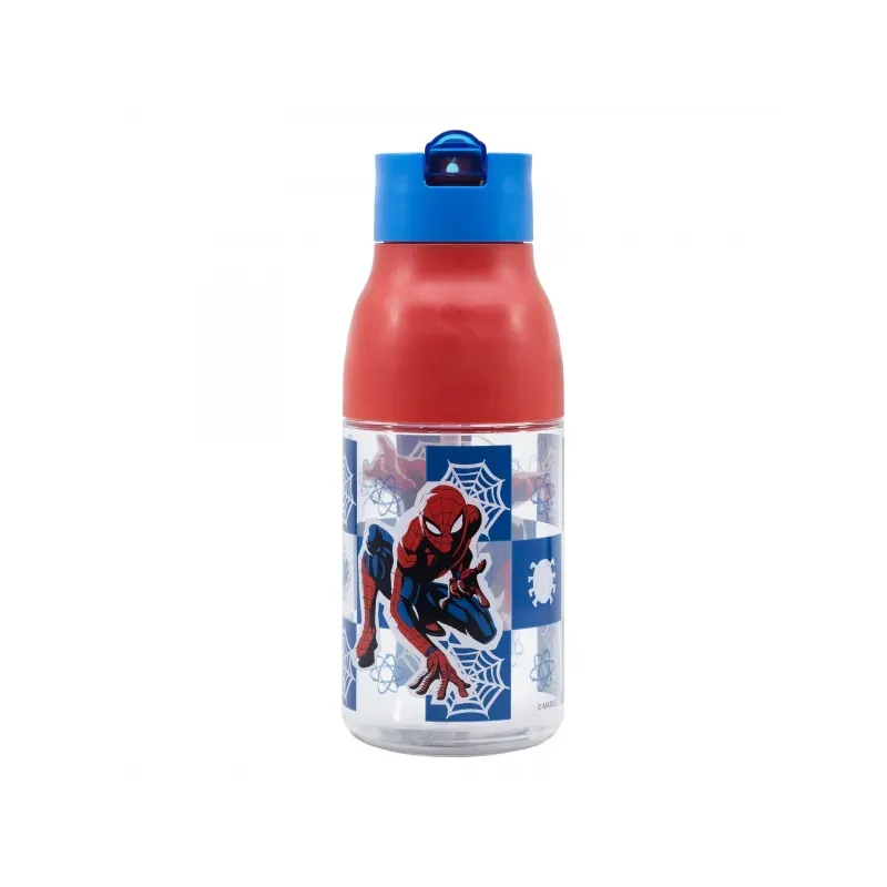 STOR Plastová fľaša s výsuvnou slamkou SPIDERMAN, 420ml, 74735