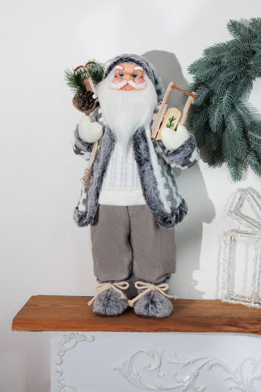 Dekorácia MagicHome Vianoce, Santa, biely-šedý, 60 cm 1