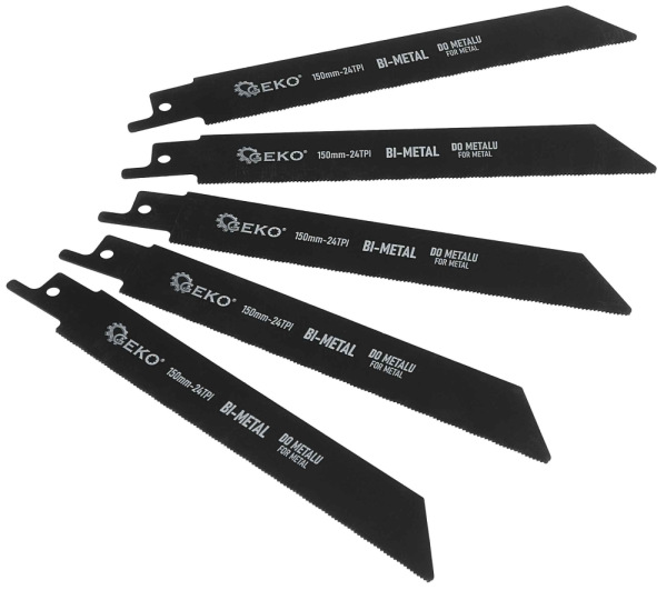 Sada mečových pílových listov na kov Bimetal 150 mm 24 TPI, 5 ks do chvostovej píly, GEKO 1