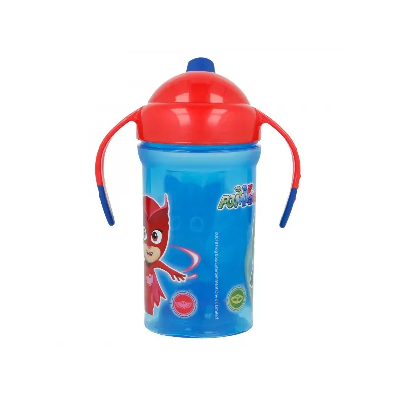 STOR Tréningový hrnček so silikónovým náustkom a svetielkom, PJ MASKS, 300ml, 30140