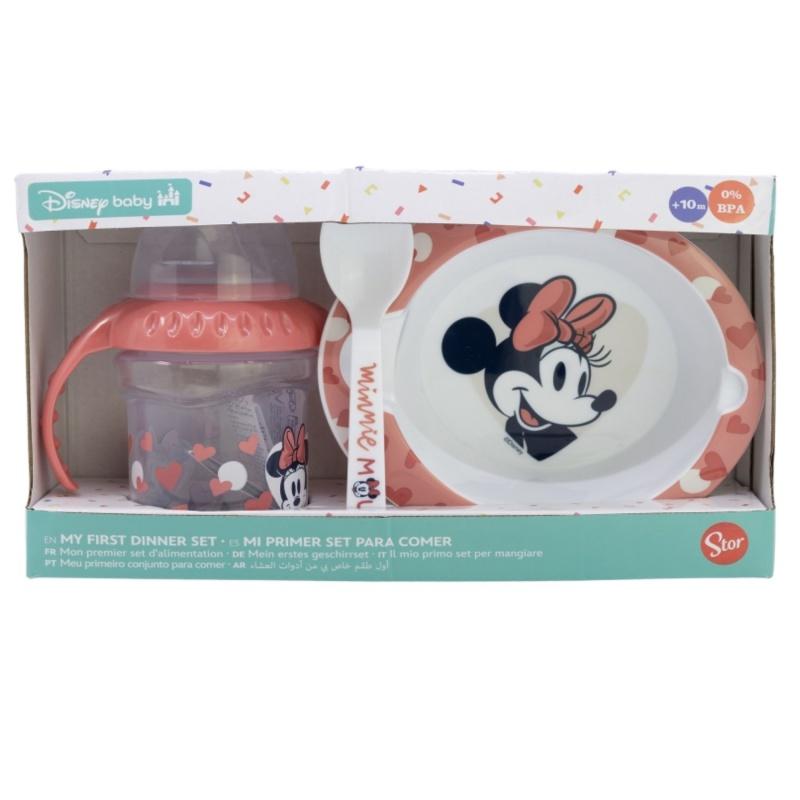 STOR Jedálenská súprava Minnie Mouse - SET 3 ks (hrnček 250ml, tanier a lyžička), 10707