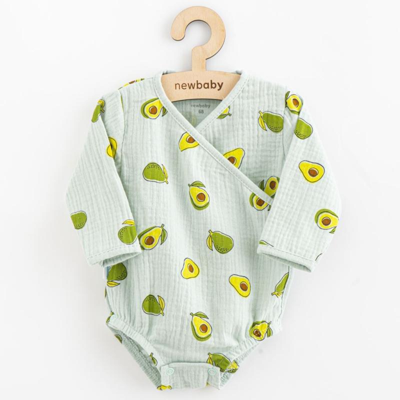 Dojčenské mušelínové body s bočným zaviazovaním New Baby Avocado 80 (9-12m)