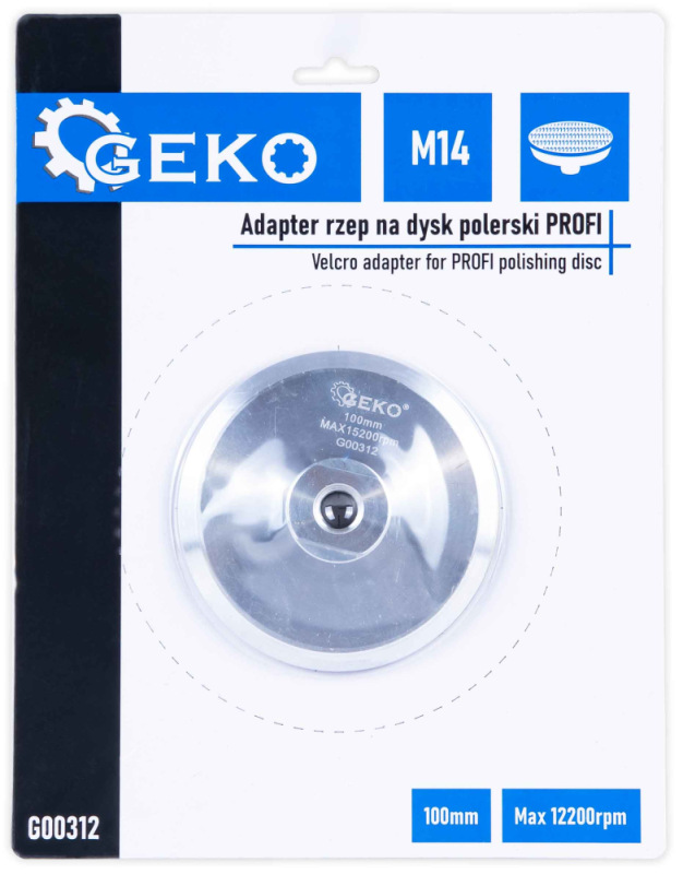 Kotúč unášací hliníkový, suchý zips, 100 mm, závit M14, GEKO 5