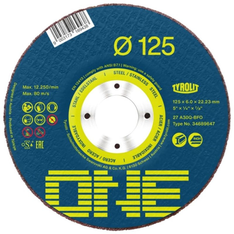 Kotúč Tyrolit ONE 115x6,0x22,23mm, A30Q-BFO, 2v1, oceľ/nerez, vypuklý