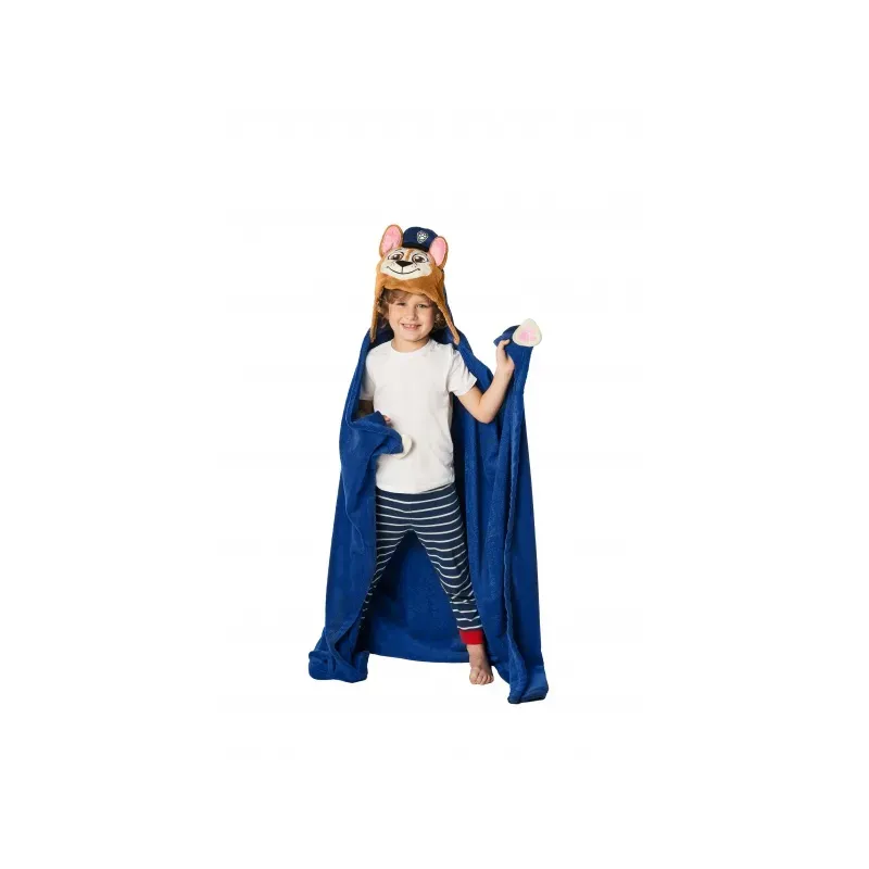 Detská supersoft deka s 3D kapucou PAW PATROL Chase, 110/140cm , PAW213045