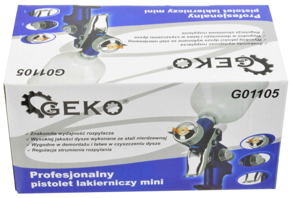 Striekacia pištoľ HVLP MINI s hornou nádobkou 125 ml, tryska - 0.8mm, závit M14x1, GEKO 6