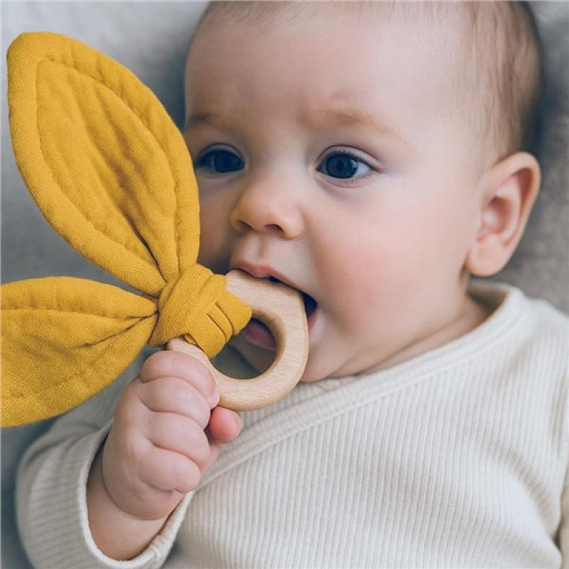 Detské hryzátko s vtáčikom New Baby Bird mustard 2