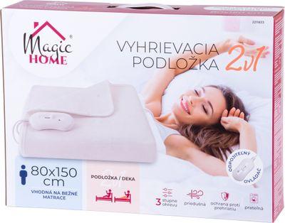 Podložka MagicHome, 2v1, deka, výhrevná, do postele, biela, 80x150 cm