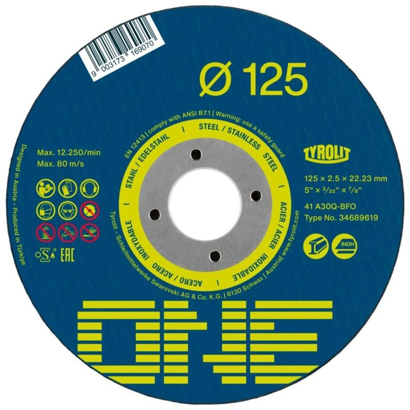 Kotúč Tyrolit ONE 115x2,5x22,23mm, A 30 Q-BFO, 2v1, oceľ/nerez, vypuklý
