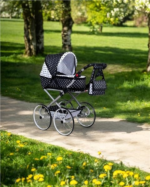 Detský Retro kočík pre bábiky 2v1 New Baby Natálka bielo-čierny 3