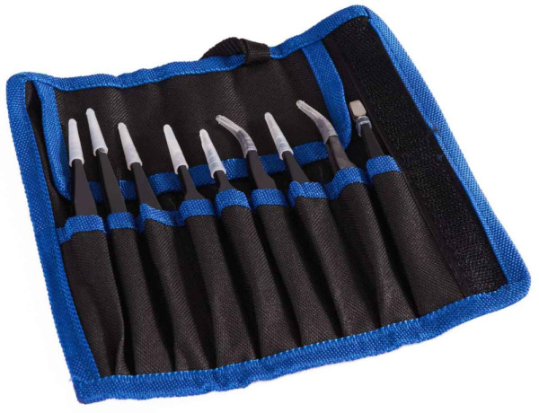 Sada antistatických nerezových pinziet, 9-dielna sada, GEKO 16