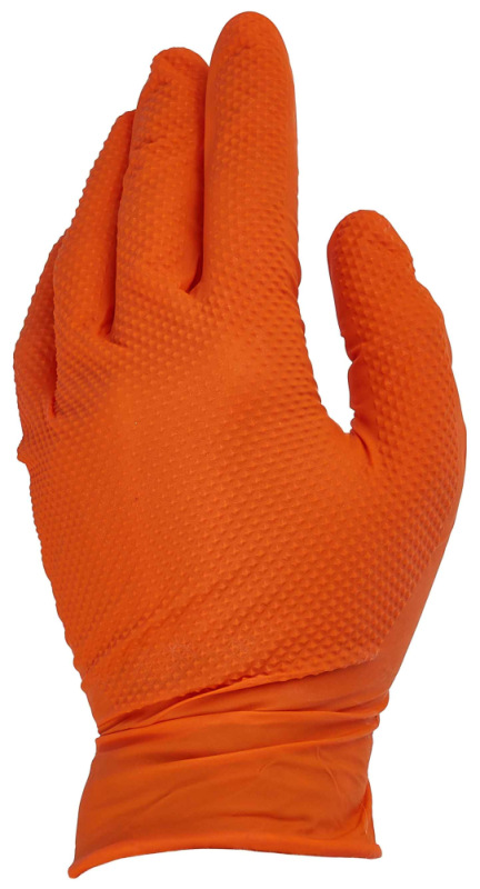 Rukavice nitrilové oranžové, sada 50ks, veľkosť XL, SOLID GRIP, GEKO 1