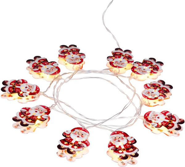Reťaz MagicHome Vianoce, Santovia, jednoduché svietenie, 10xLED teplá biela, 2xAA, IP20, L-1,35 m