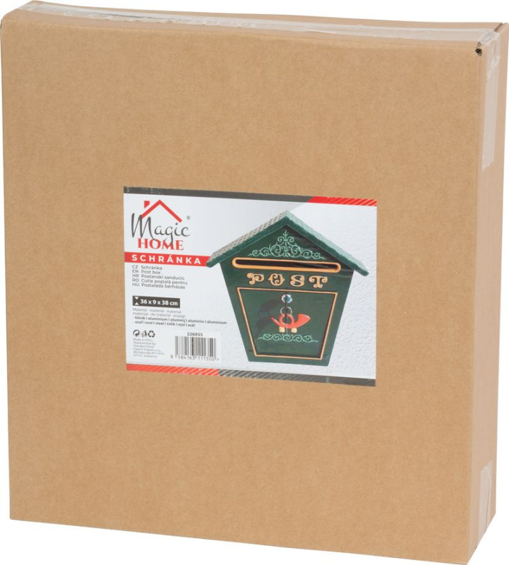 Schránka Albert 360x90x380 mm, poštová, zelená 3