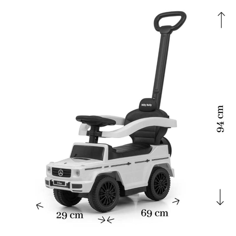 Detské odrážadlo s vodiacou tyčou MERCEDES G350d Milly Mally biele 1