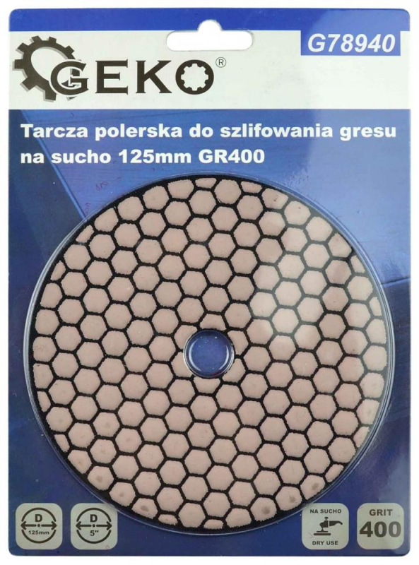 Brúsny diamantový kotúč 125 mm, zrno 400 suchý zips, brúsenie na sucho, GEKO 3