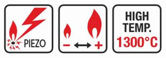 Spájkovacia lampa s piezo zapaľovačom a kartušou 220g, otočný uzáver, ELICO 3