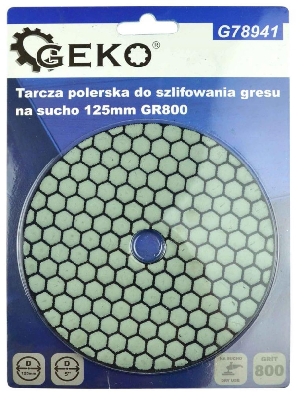Brúsny diamantový kotúč 125 mm, zrno 800 suchý zips, brúsenie na sucho, GEKO 3
