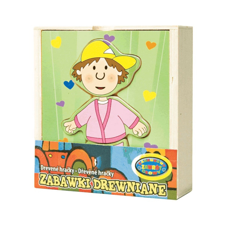 Obleč chlapca - drevené puzzle