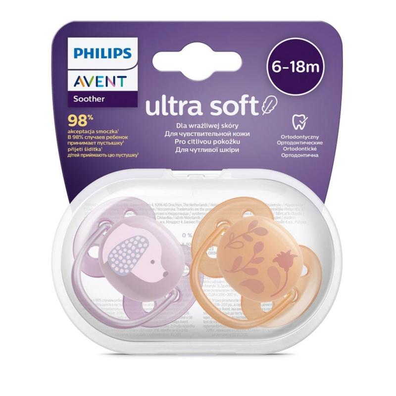 Dojčenský cumlík Ultrasoft Premium Avent zvieratká 6-18 miesacov 2 ks dievča 6-18 m