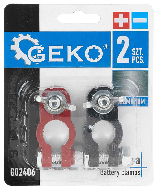Sada hliníkových svoriek na auto batériu, 2 kusy, GEKO 4